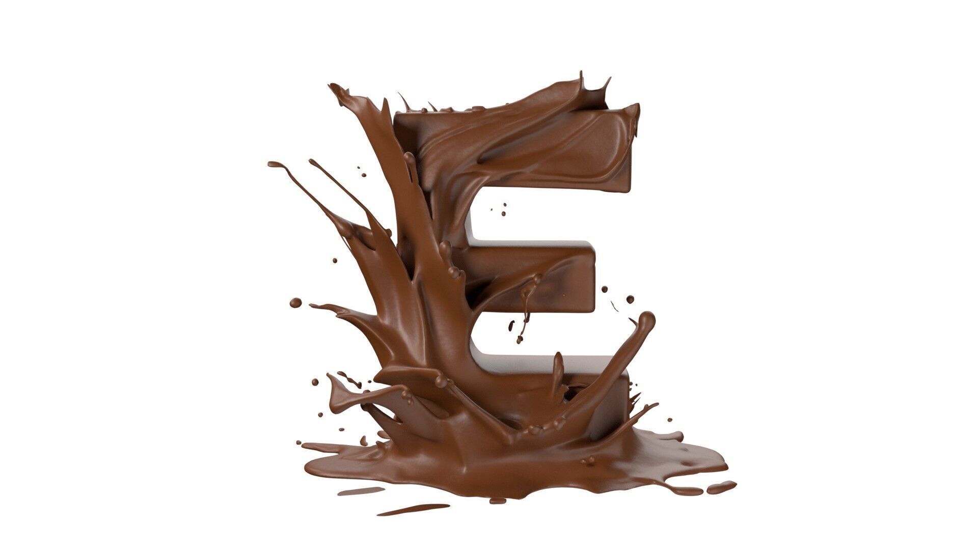 Chocolate splash A to Z    Low-poly 3D model_5