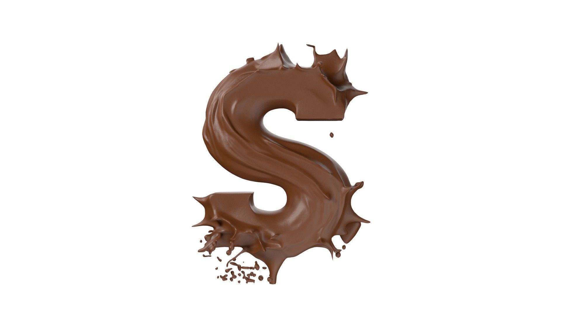 Chocolate splash A to Z    Low-poly 3D model_19