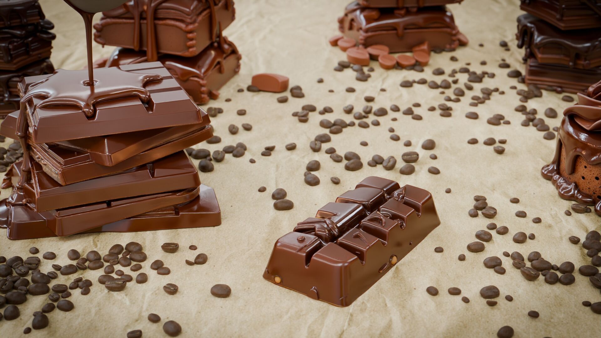 Chocolate Bars Low-poly 3D model_1