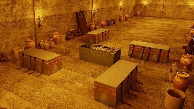 U Shaped Egyptian Mummification Corridor and Punishment Set 3D model
