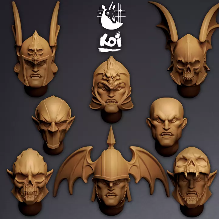 Ebonthorn Drakhuls - Miniature Heads 3D print model