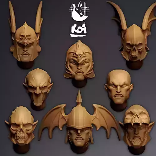 Ebonthorn Drakhuls - Miniature Heads