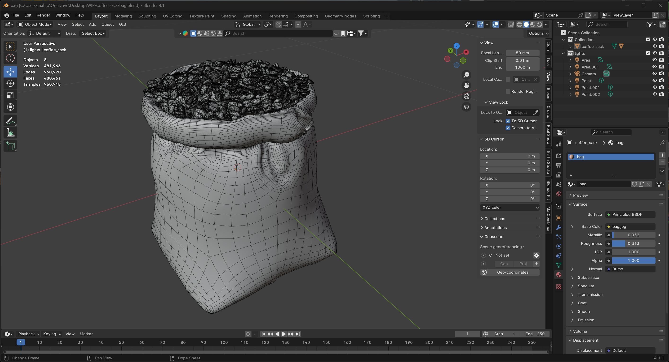 Coffee sack  Low-poly 3D model_8