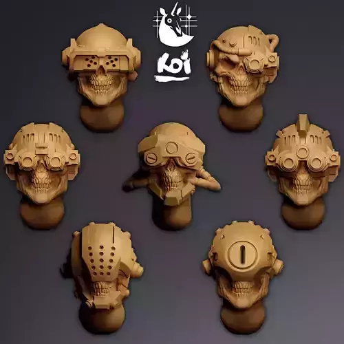 Techno Priests - Miniature Heads 3D print model