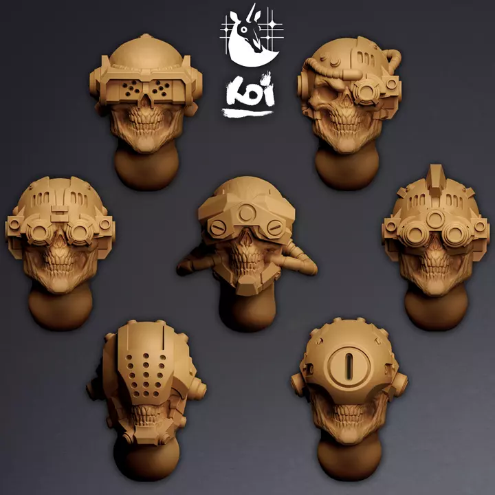 Techno Priests - Miniature Heads 3D print model
