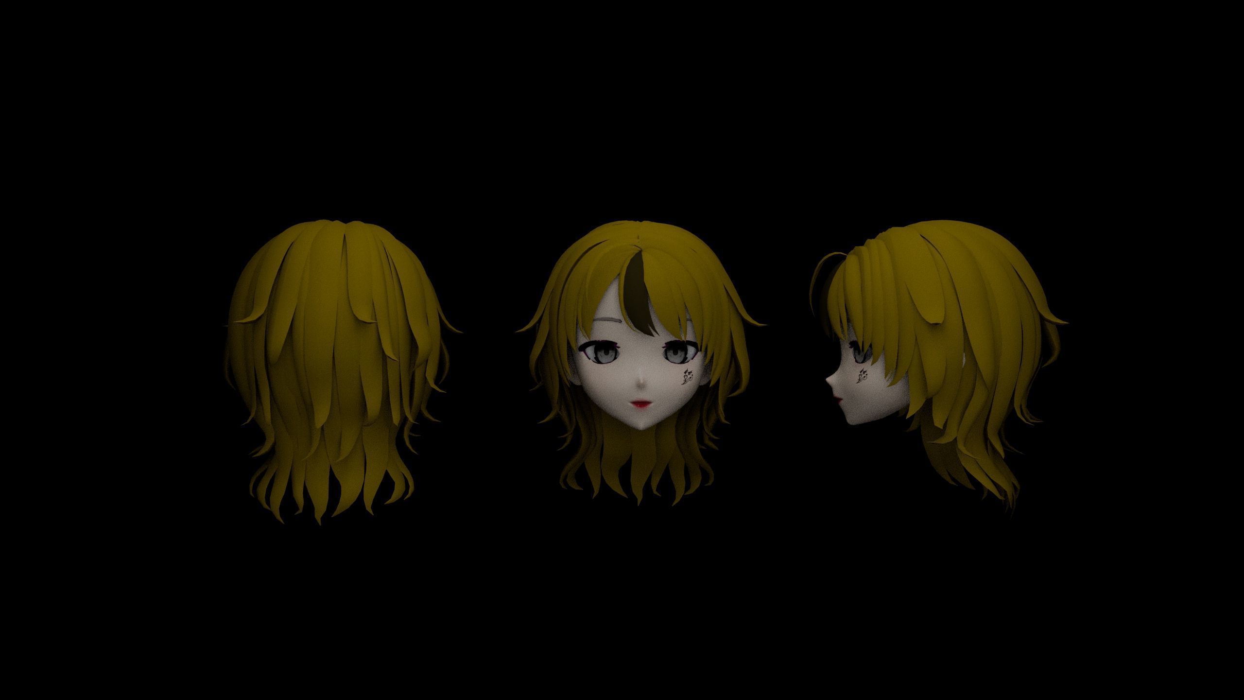 Hair pack 25 PLUSE  Stylized Anime Hair Models  Game Ready Pack Low-poly 3D model_10