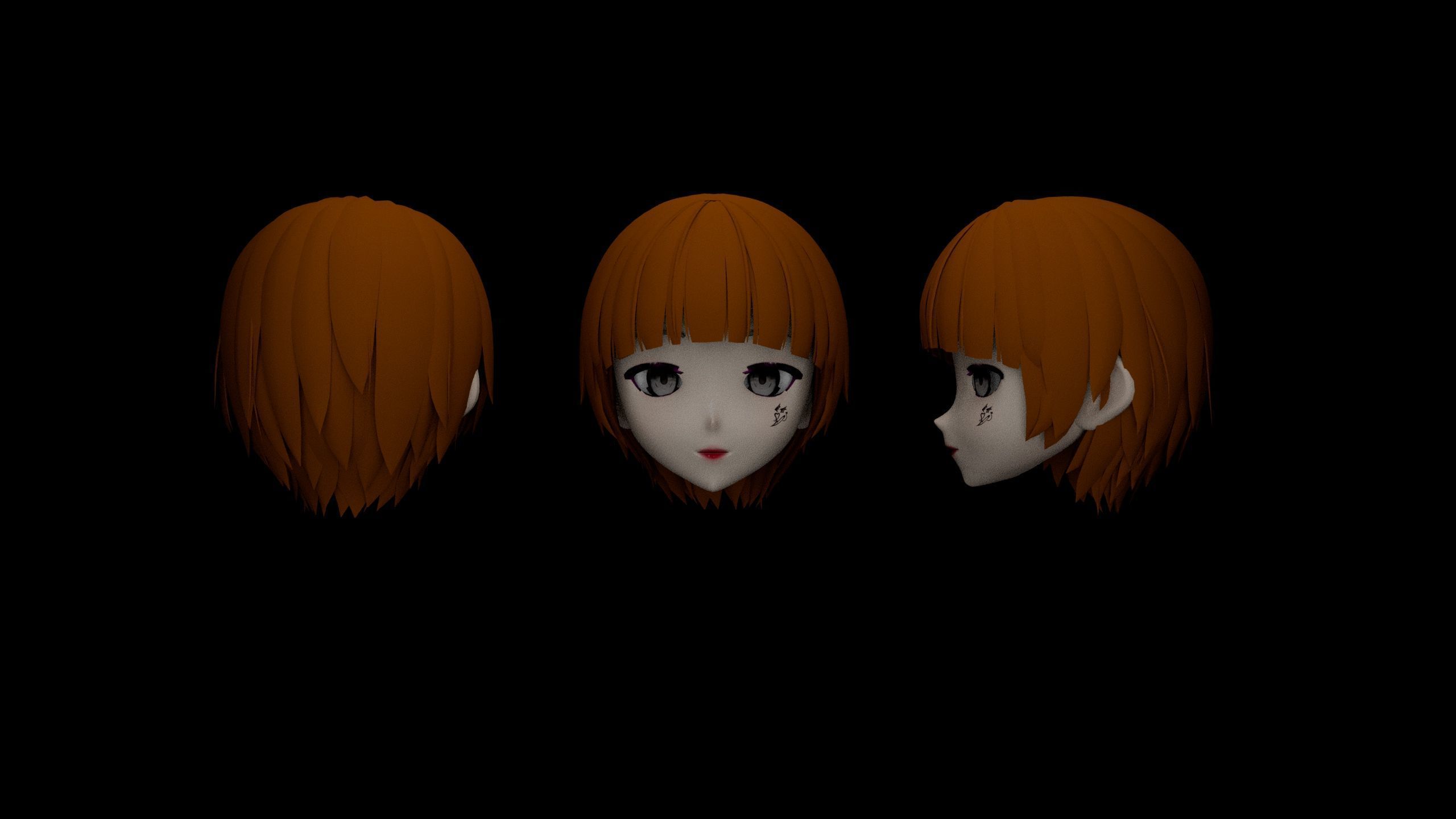 Hair pack 25 PLUSE  Stylized Anime Hair Models  Game Ready Pack Low-poly 3D model_25