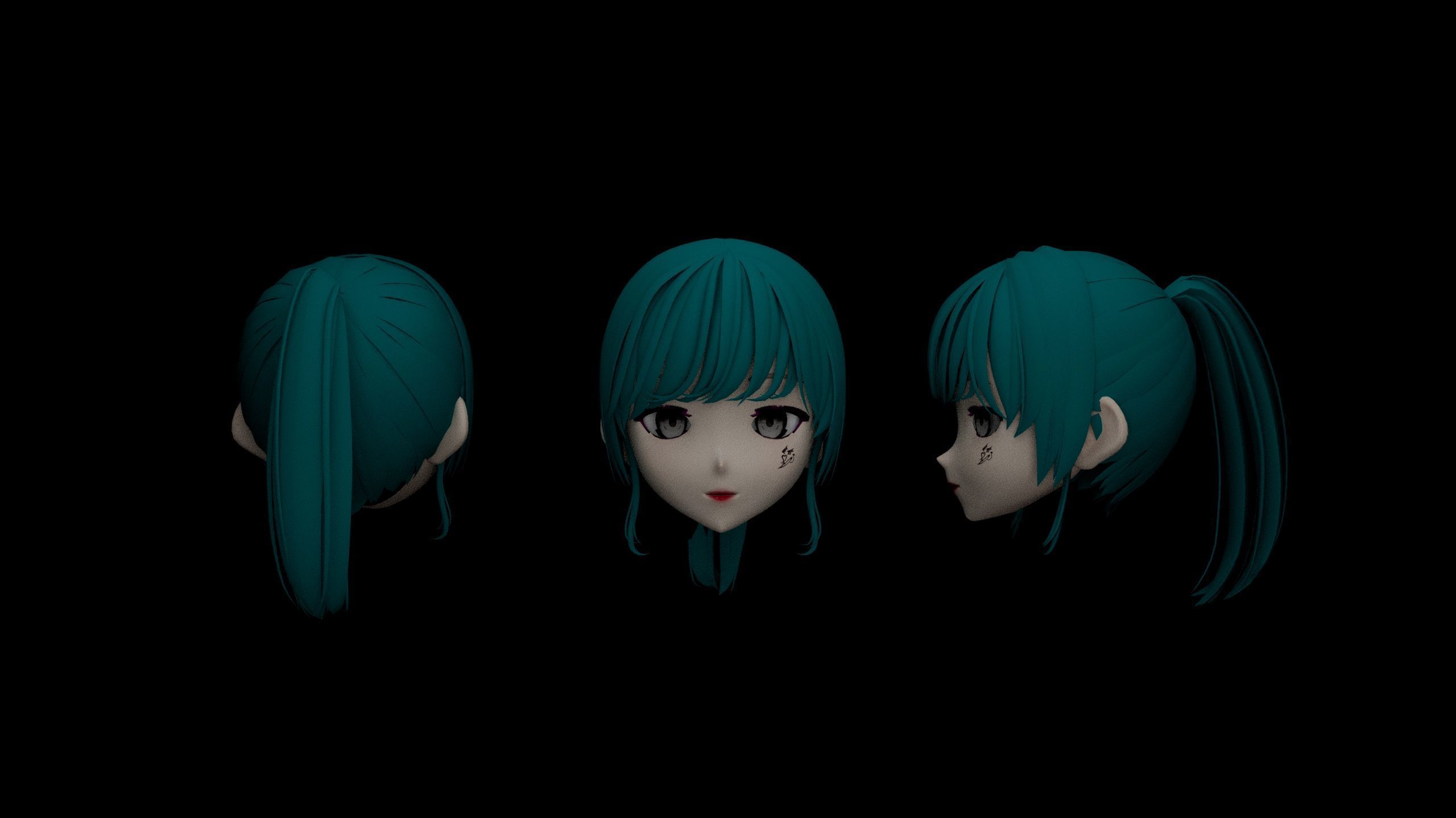 Hair pack 25 PLUSE  Stylized Anime Hair Models  Game Ready Pack Low-poly 3D model_6