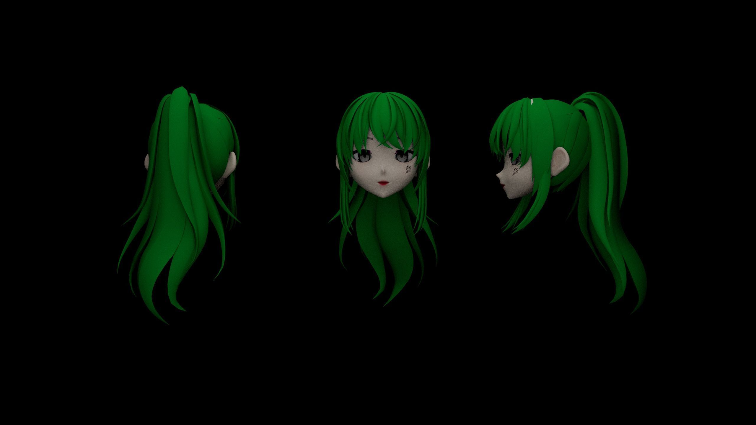 Hair pack 25 PLUSE  Stylized Anime Hair Models  Game Ready Pack Low-poly 3D model_2