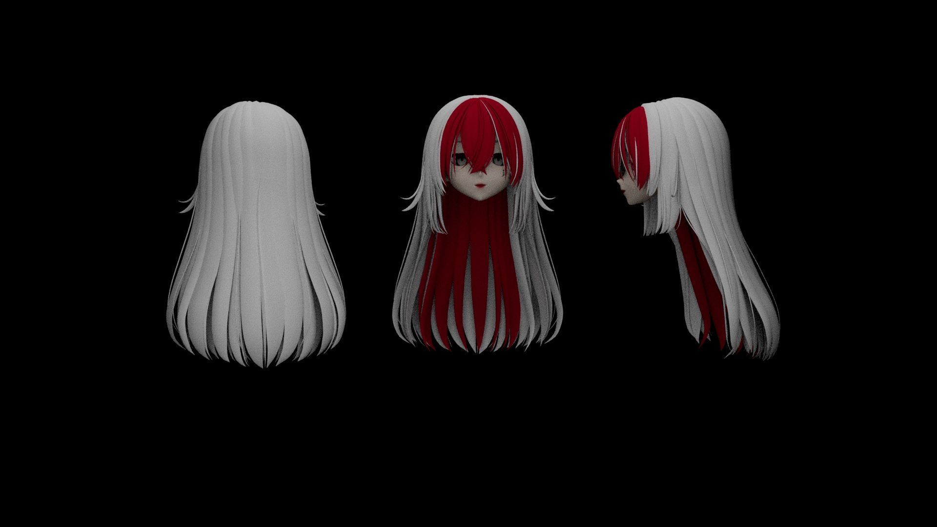 Hair pack 25 PLUSE  Stylized Anime Hair Models  Game Ready Pack Low-poly 3D model_4