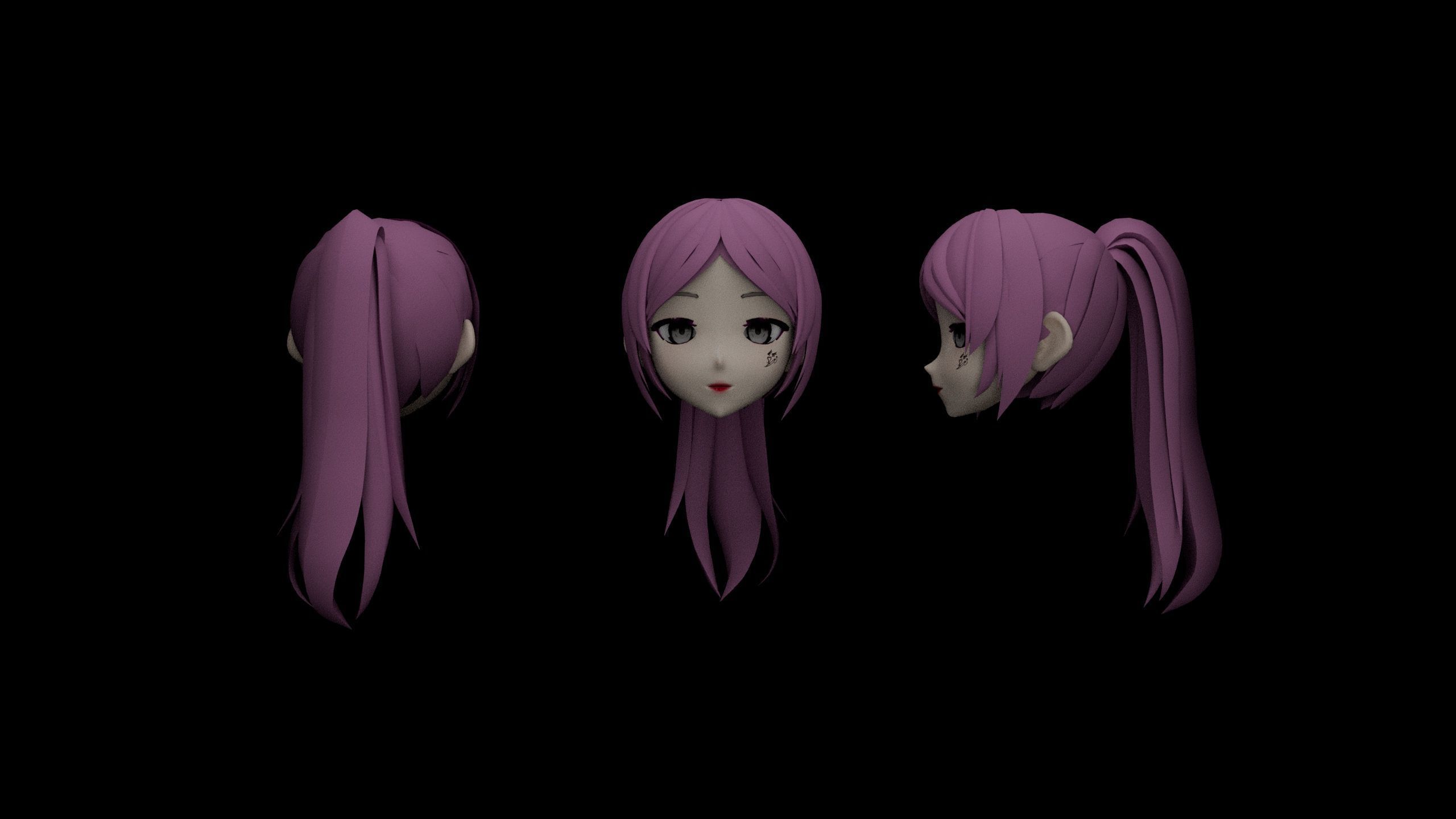 Hair pack 25 PLUSE  Stylized Anime Hair Models  Game Ready Pack Low-poly 3D model_20