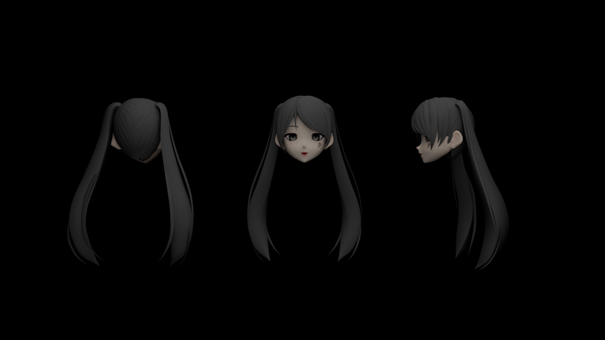 Hair pack 25 PLUSE  Stylized Anime Hair Models  Game Ready Pack Low-poly 3D model_19