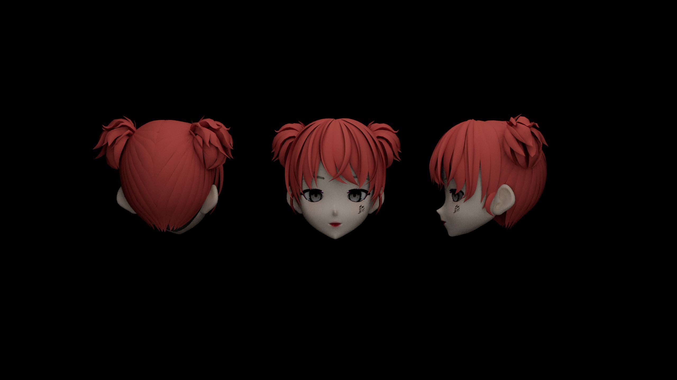 Hair pack 25 PLUSE  Stylized Anime Hair Models  Game Ready Pack Low-poly 3D model_16
