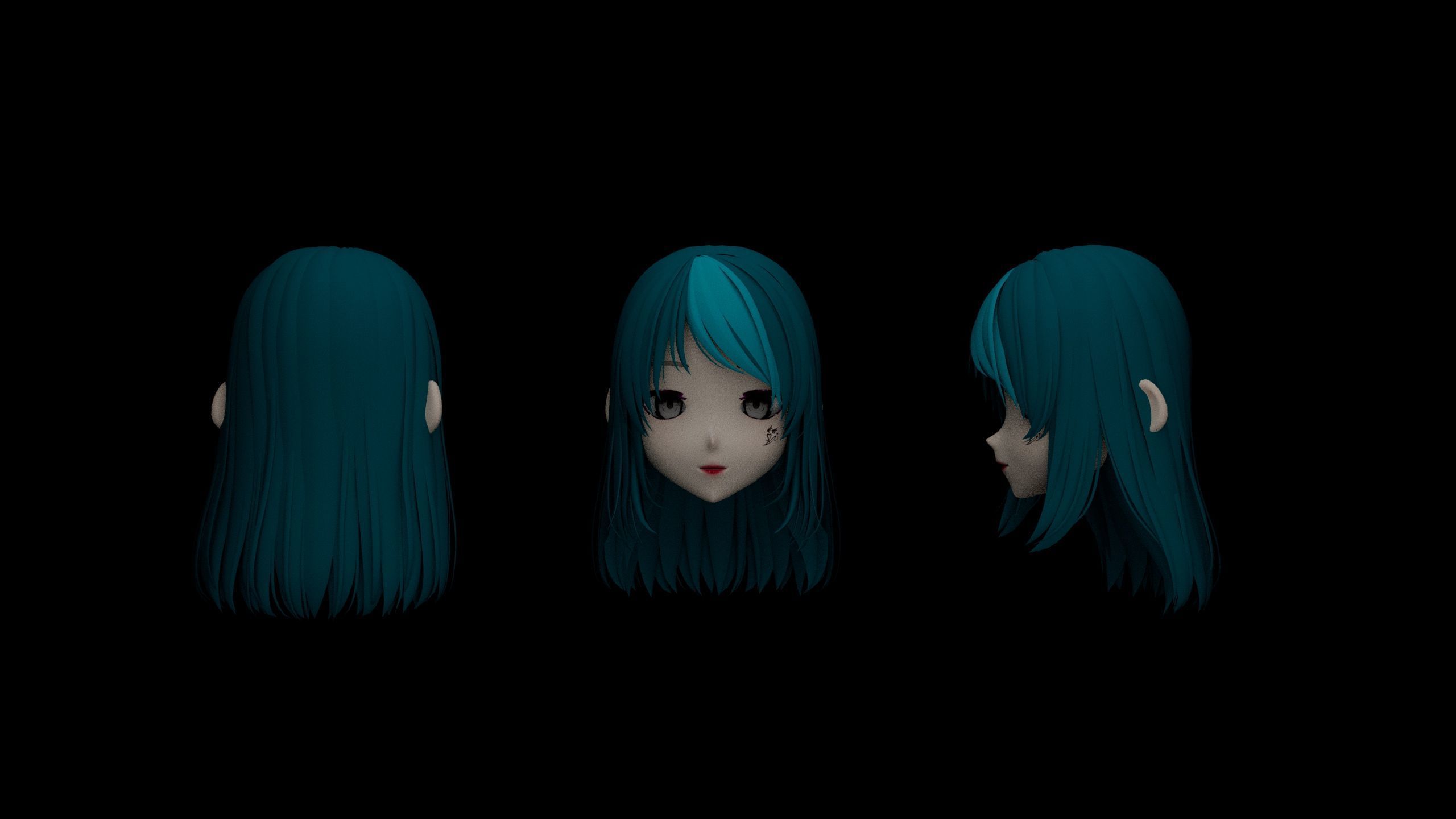 Hair pack 25 PLUSE  Stylized Anime Hair Models  Game Ready Pack Low-poly 3D model_8