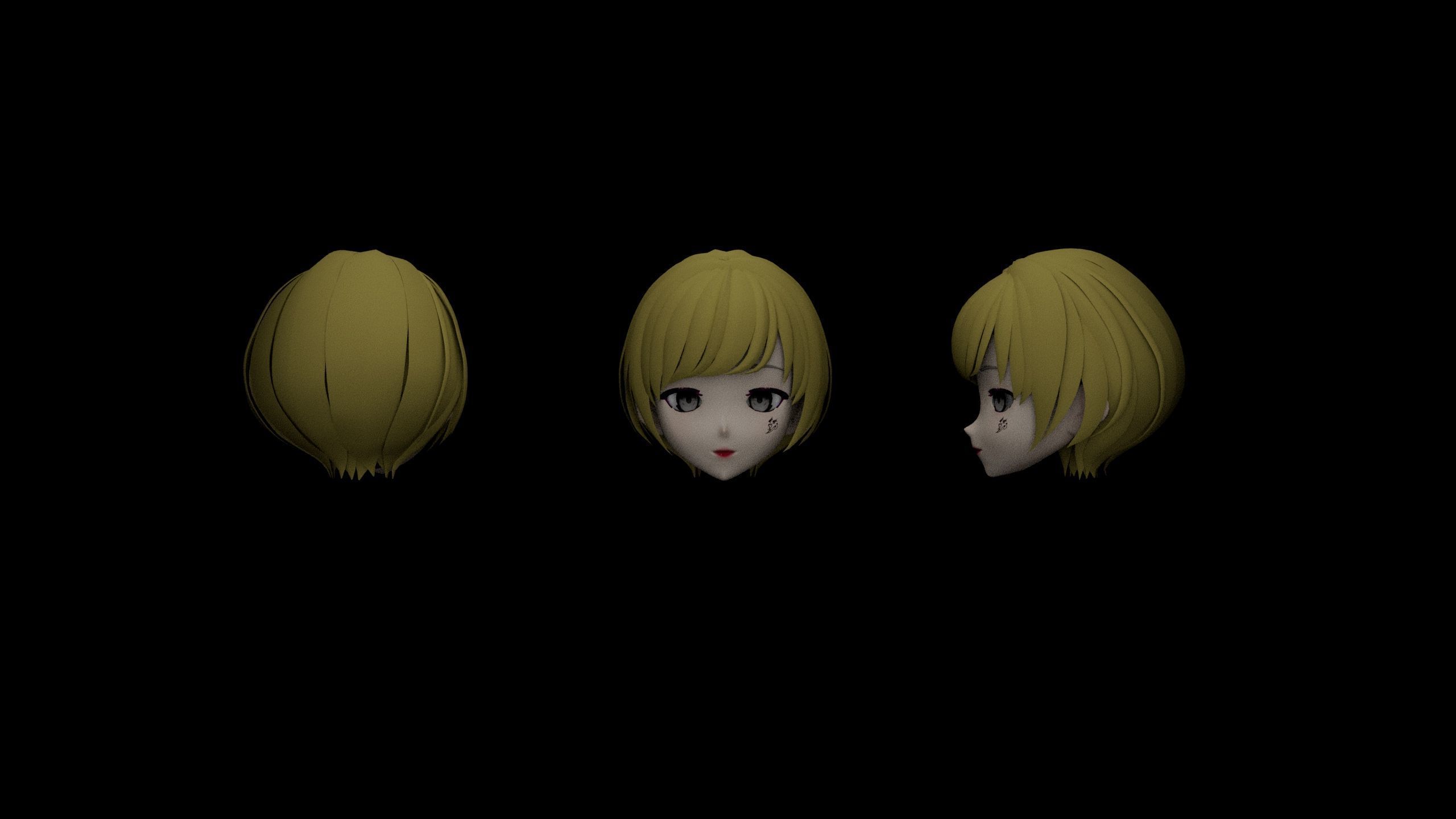 Hair pack 25 PLUSE  Stylized Anime Hair Models  Game Ready Pack Low-poly 3D model_3