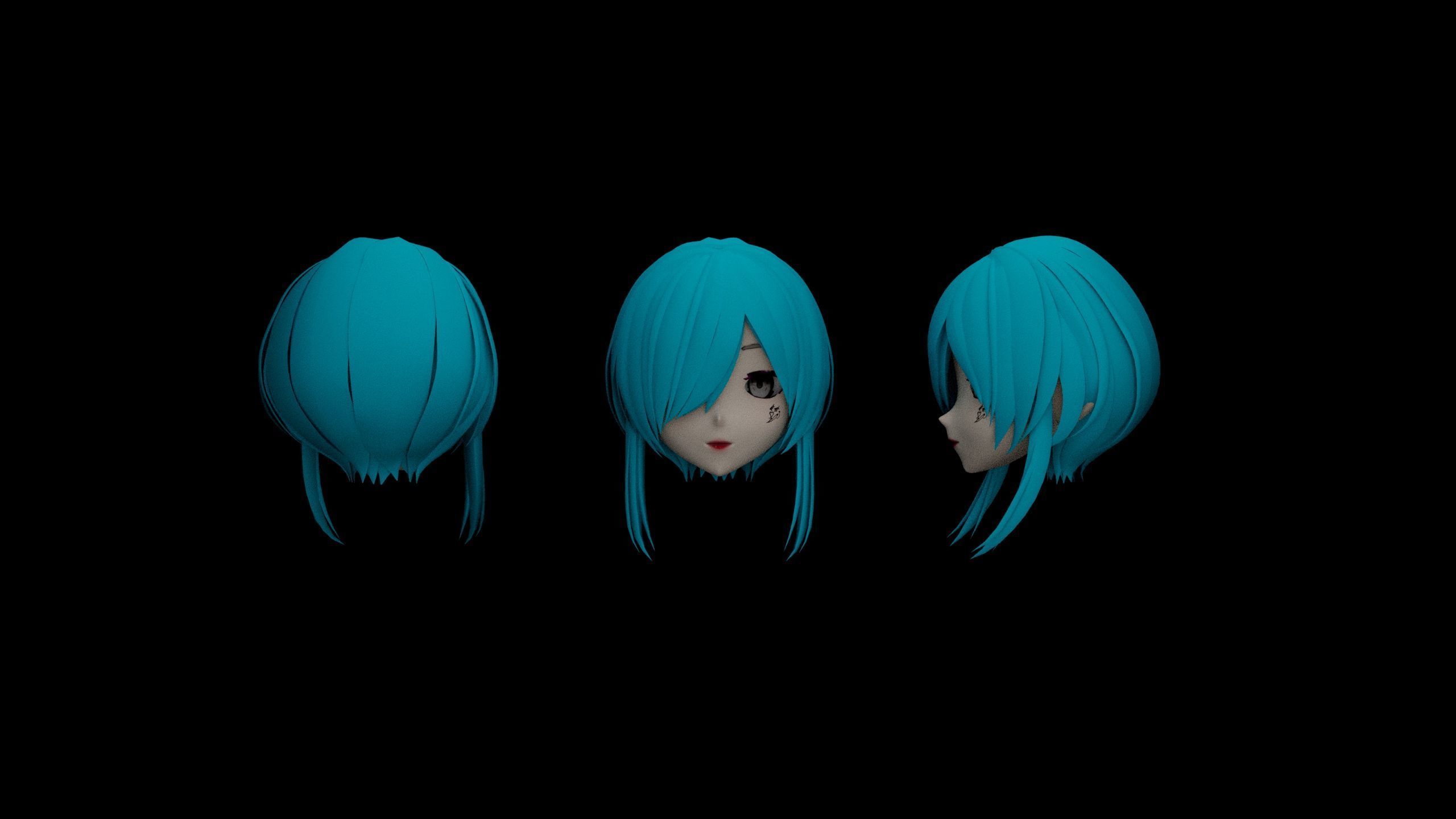 Hair pack 25 PLUSE  Stylized Anime Hair Models  Game Ready Pack Low-poly 3D model_15