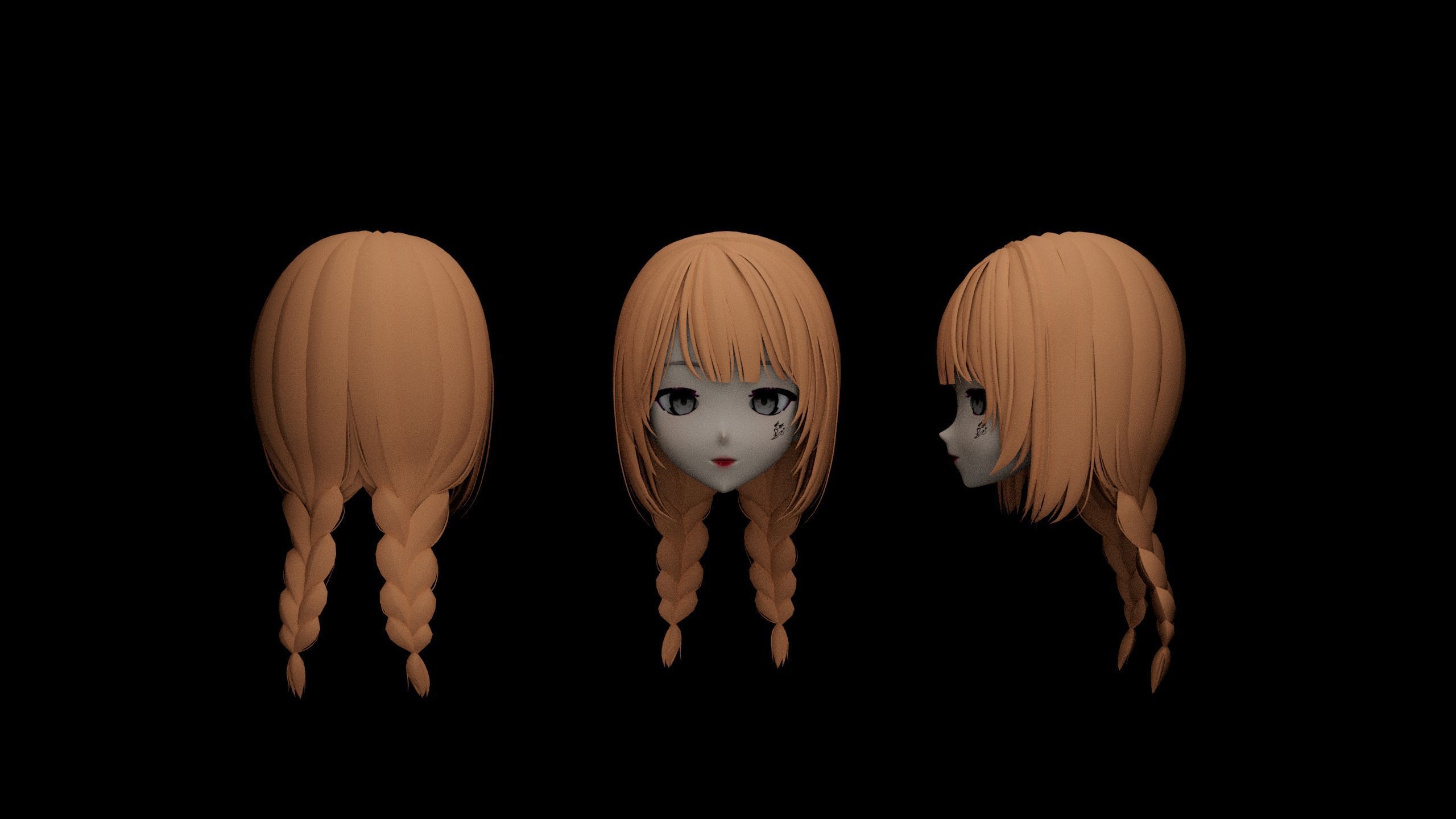 Hair pack 25 PLUSE  Stylized Anime Hair Models  Game Ready Pack Low-poly 3D model_7