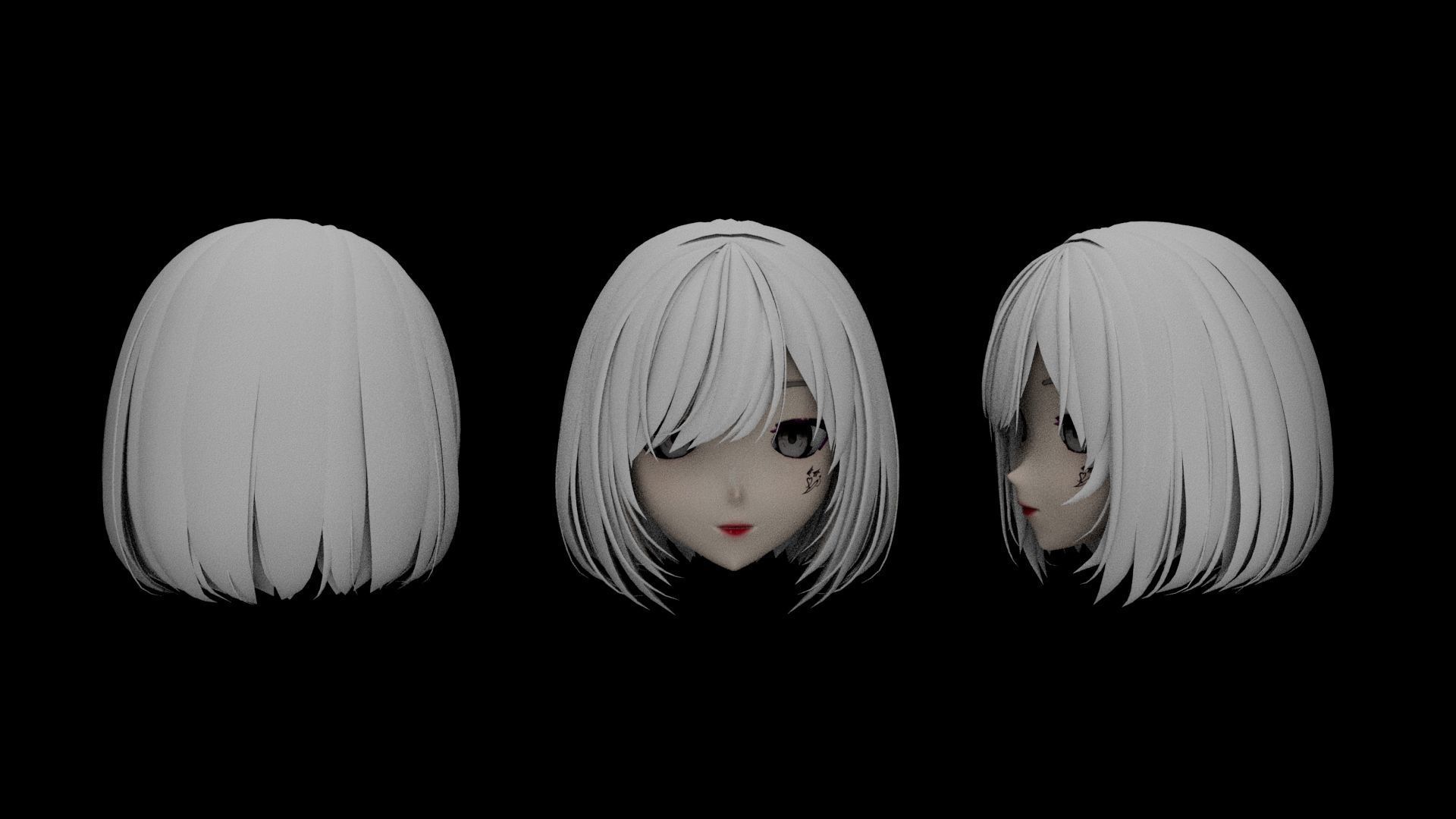 Hair pack 25 PLUSE  Stylized Anime Hair Models  Game Ready Pack Low-poly 3D model_1