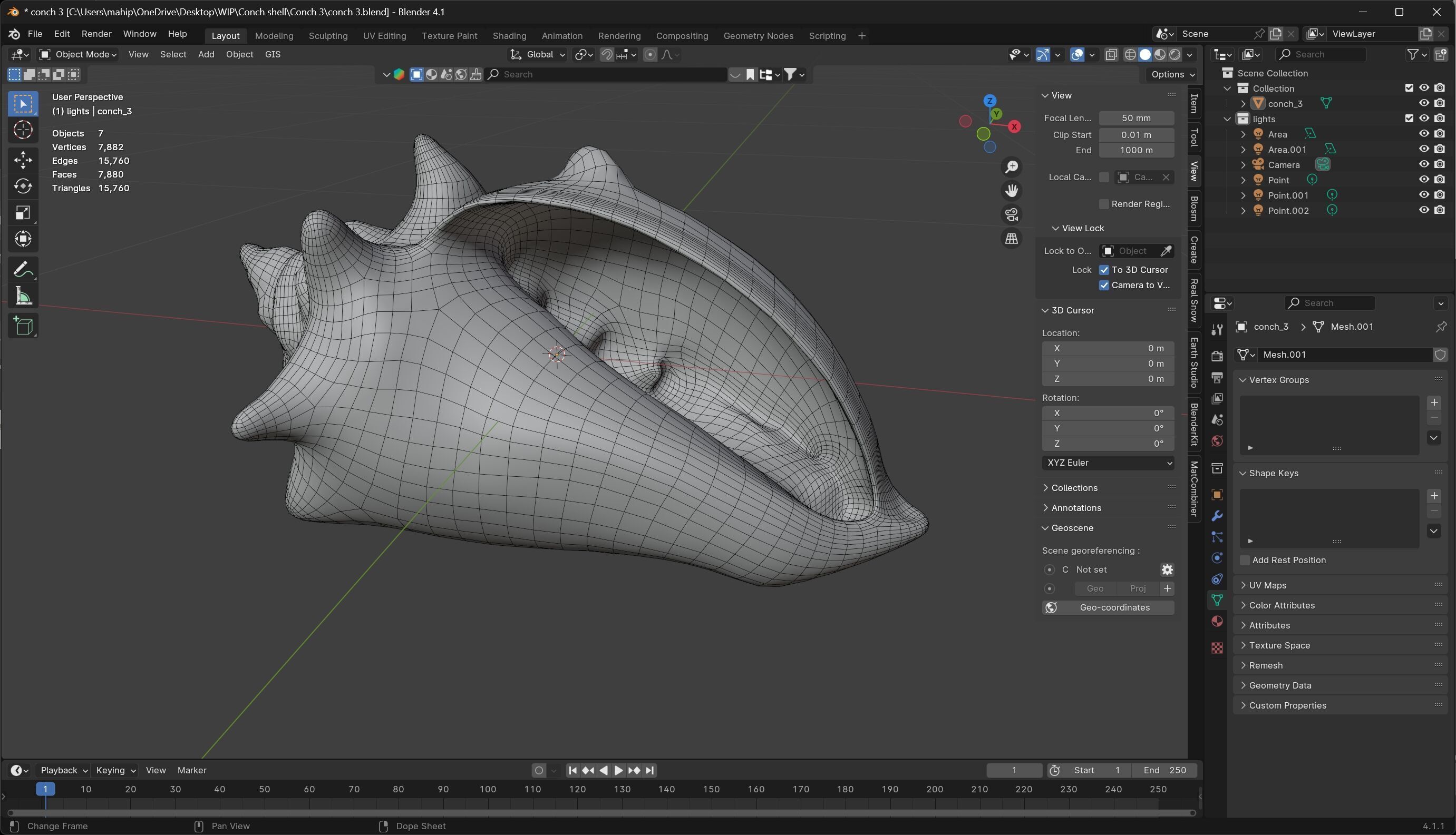 Conch shell v3 Low-poly 3D model_7