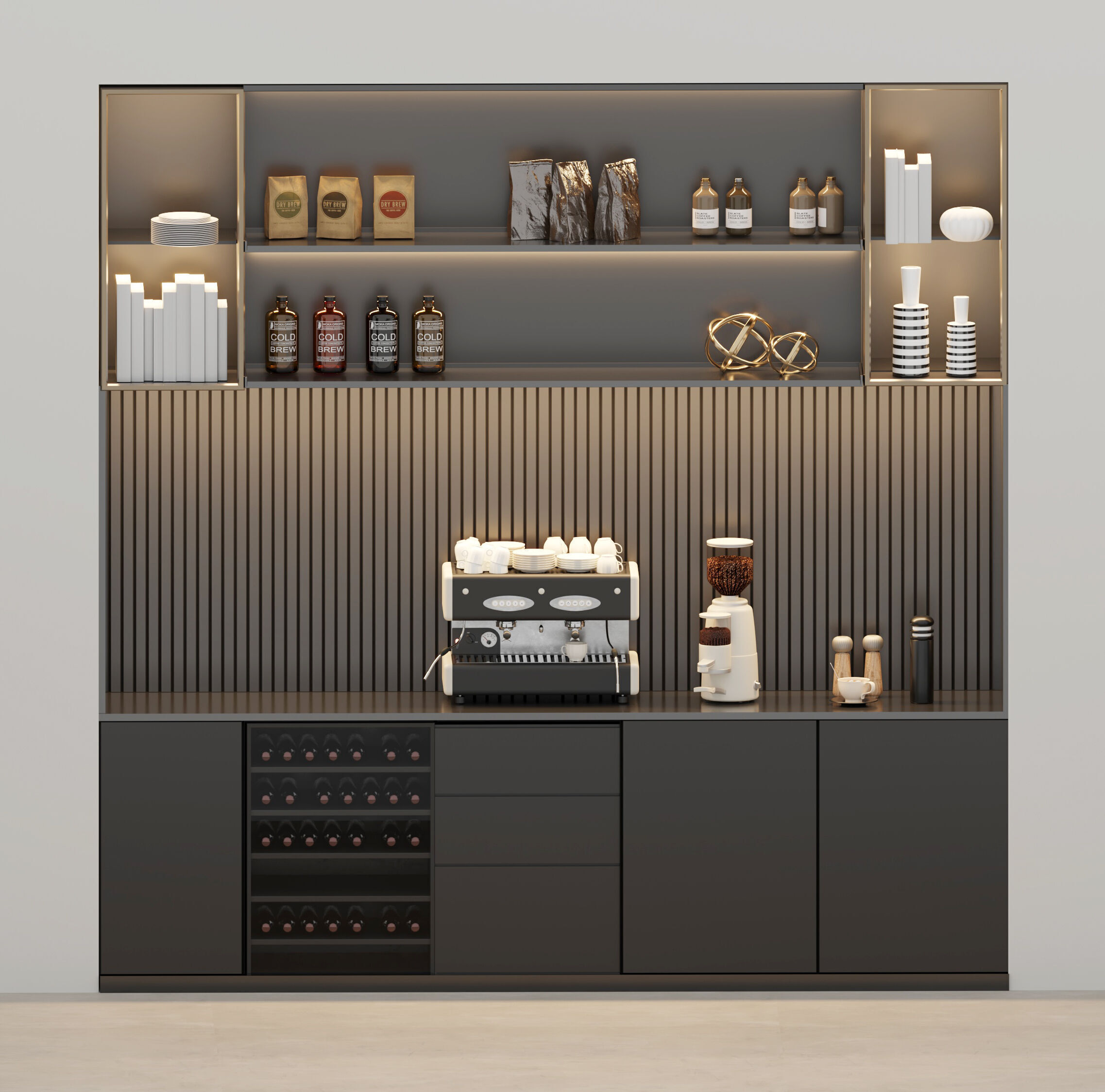 Ultimate Coffee Bar Collection  5 in 1 Interior Scene Bundle 3D model_4