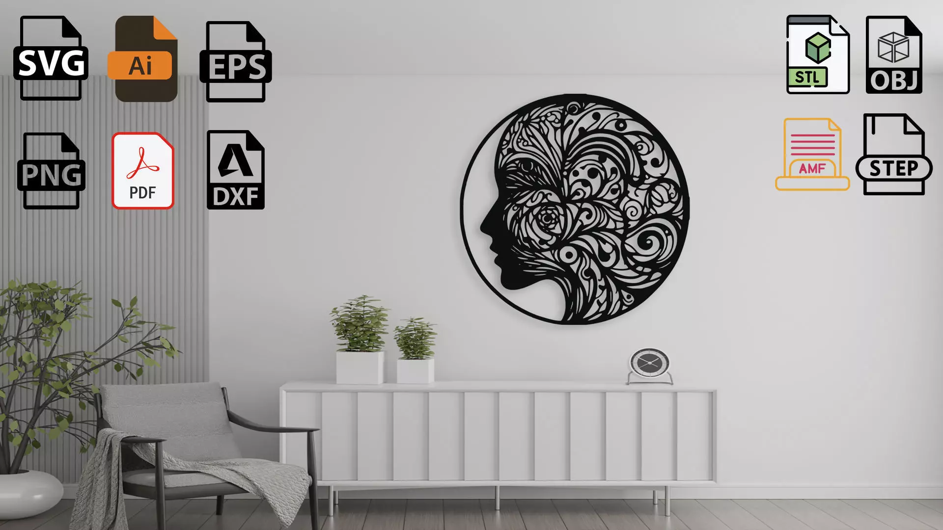 Mindful Silhouette Wall Decor 3D model_0