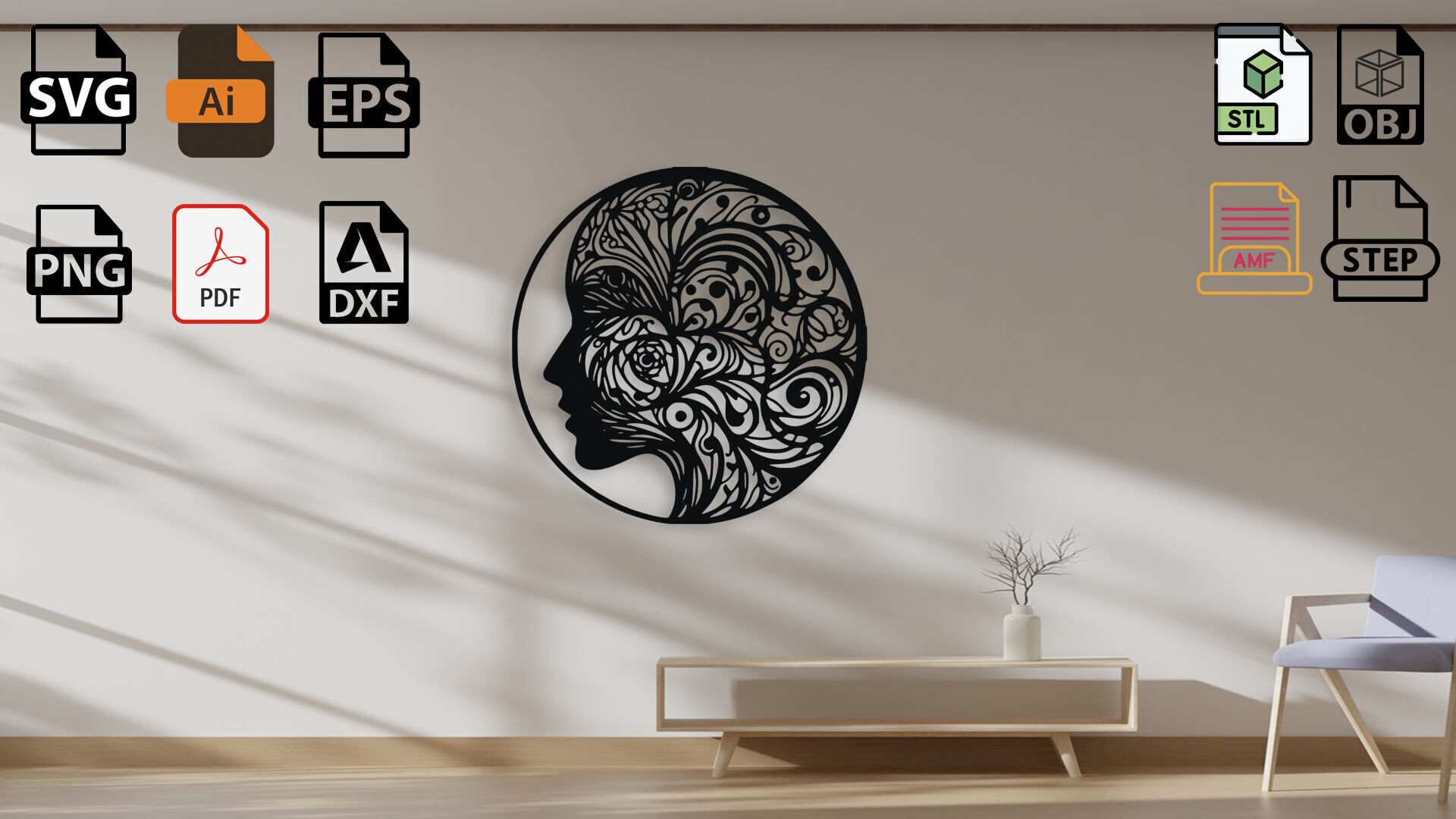 Mindful Silhouette Wall Decor 3D model_4