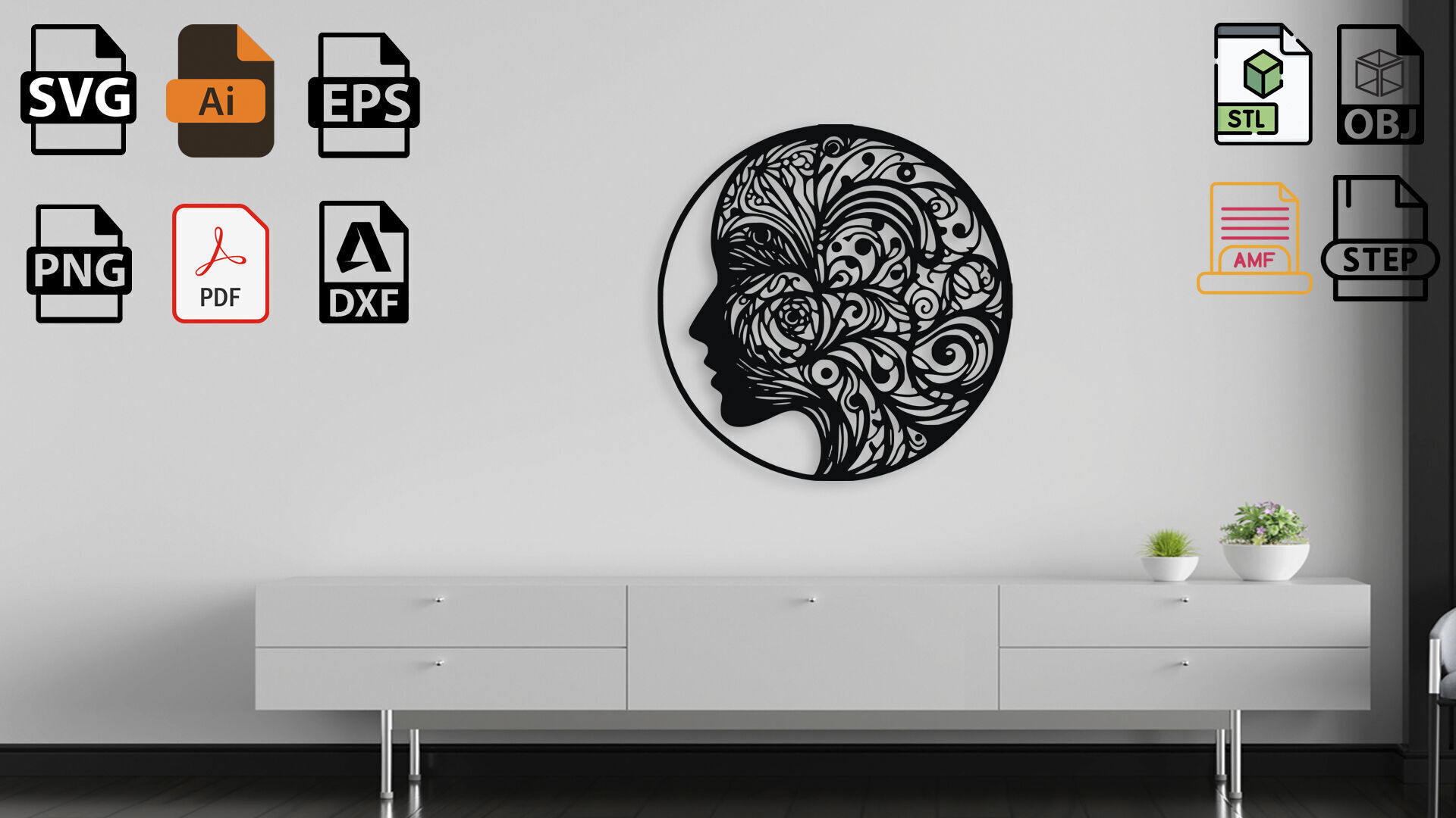 Mindful Silhouette Wall Decor 3D model_5