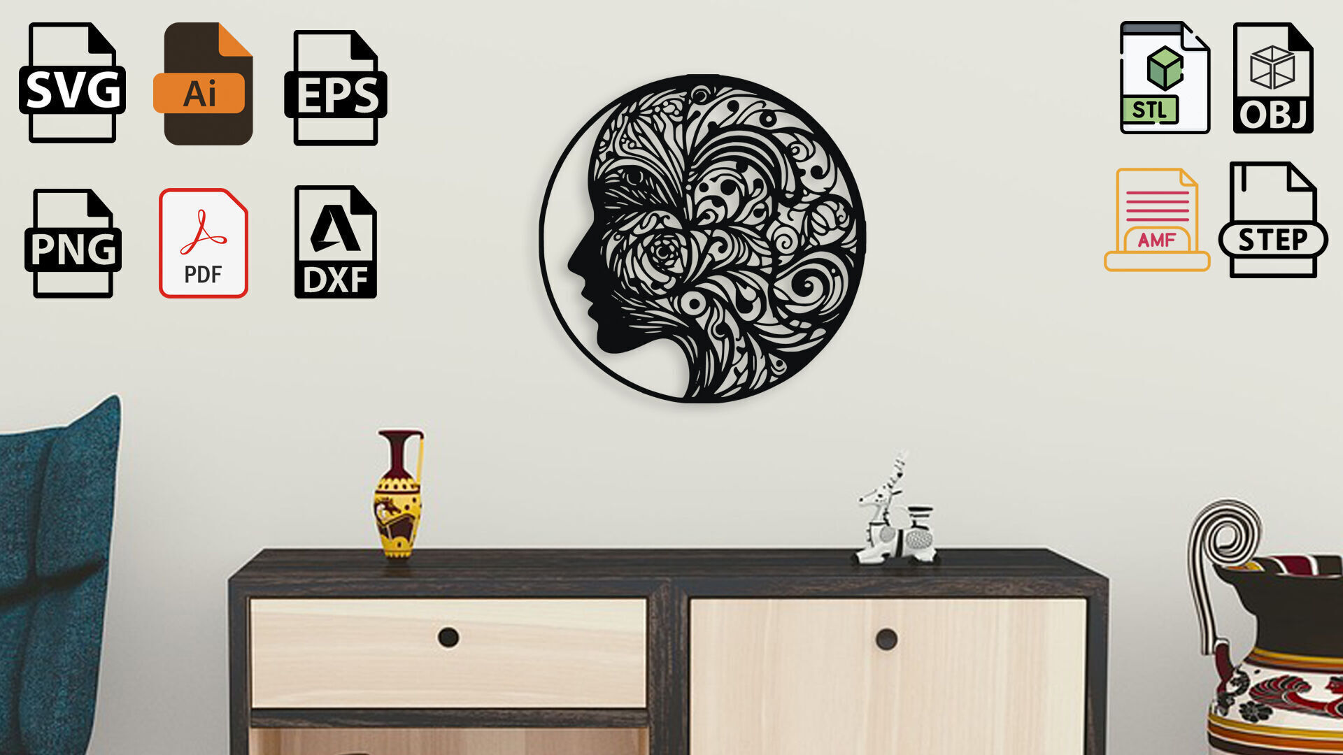 Mindful Silhouette Wall Decor 3D model_3