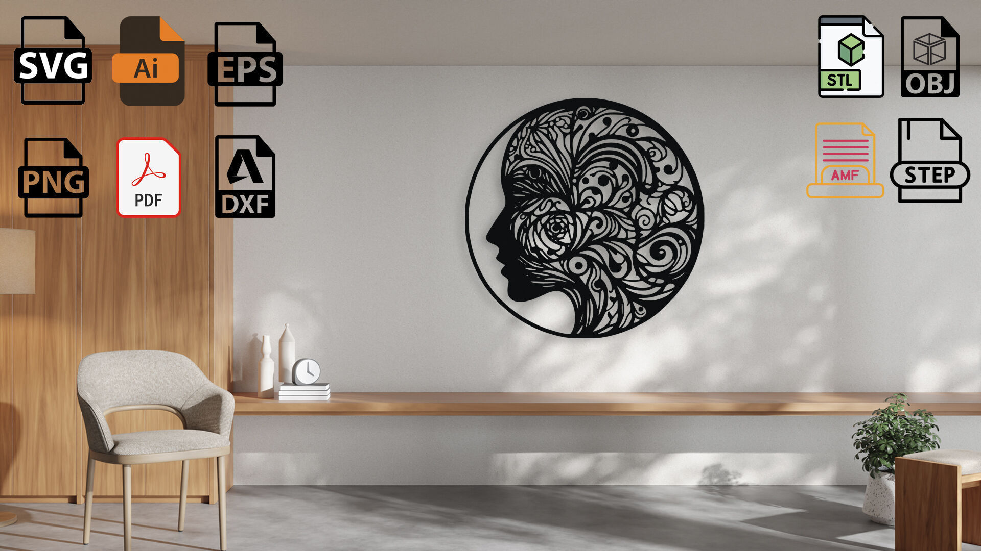 Mindful Silhouette Wall Decor 3D model_1