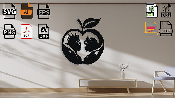 Snow White Evil Queen Apple Silhouette 3D model