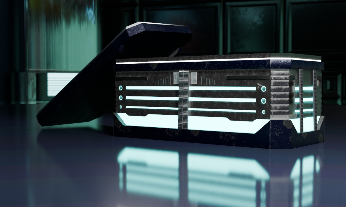 Cyberpunk Tron Crate Low-poly 3D model_6