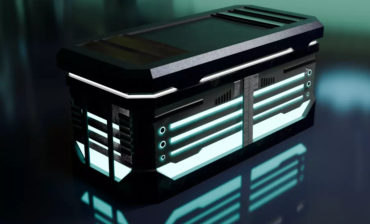 Cyberpunk Tron Crate Low-poly 3D model_0