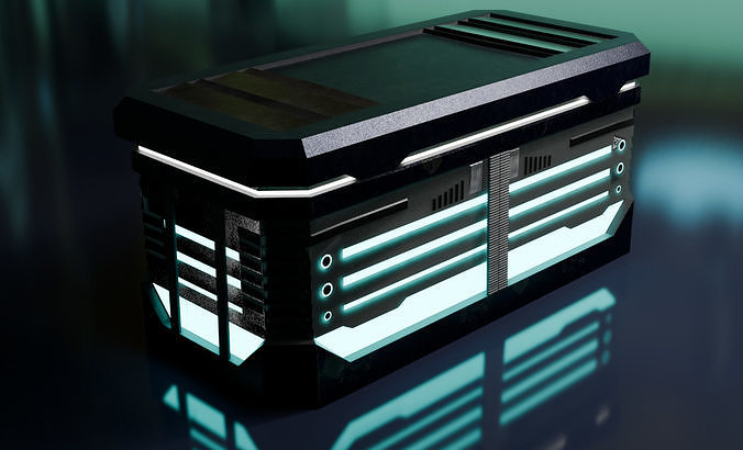 Cyberpunk Tron Crate Low-poly 3D model