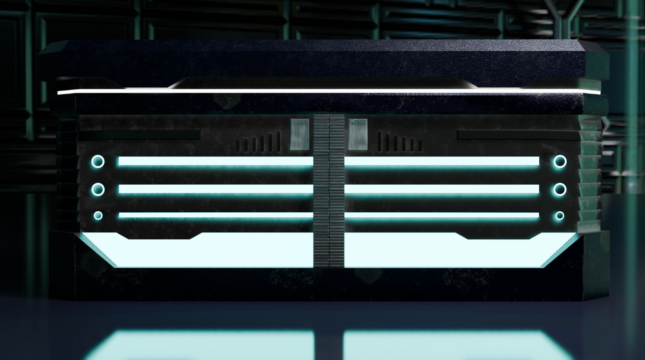 Cyberpunk Tron Crate Low-poly 3D model_7