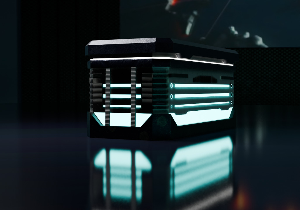 Cyberpunk Tron Crate Low-poly 3D model_3