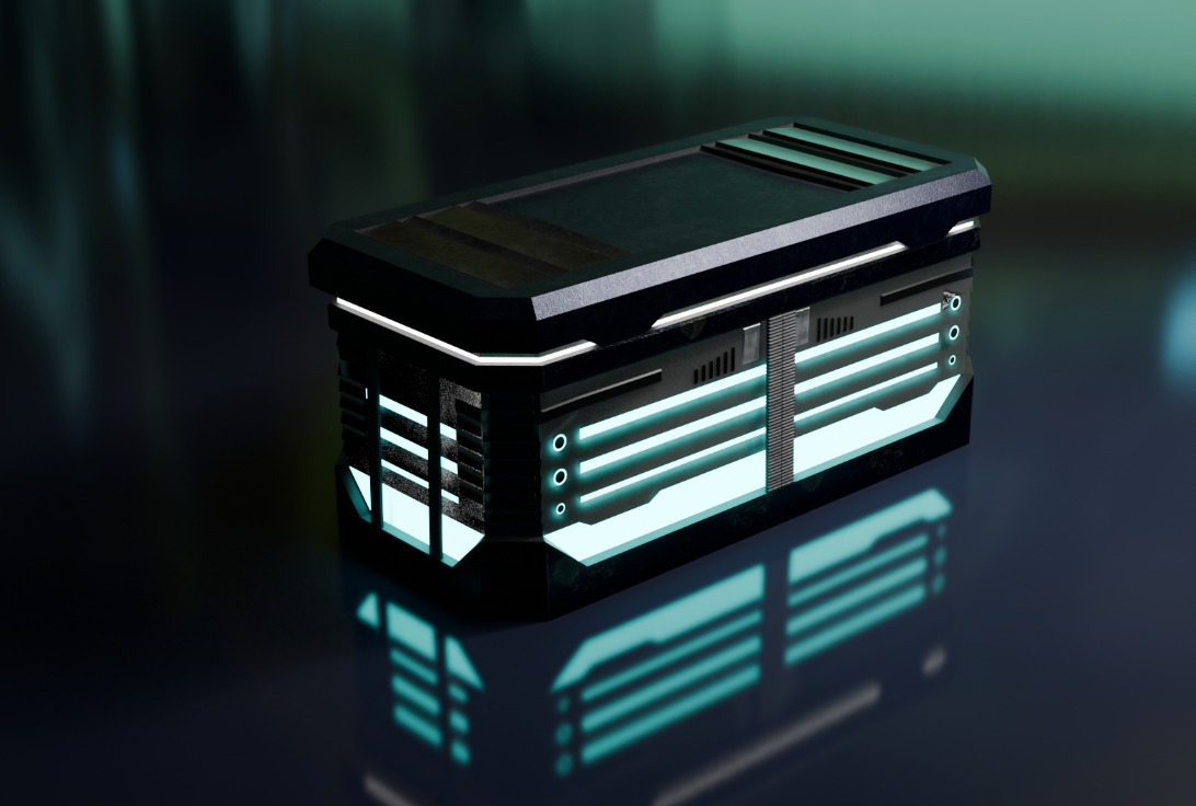 Cyberpunk Tron Crate Low-poly 3D model_8