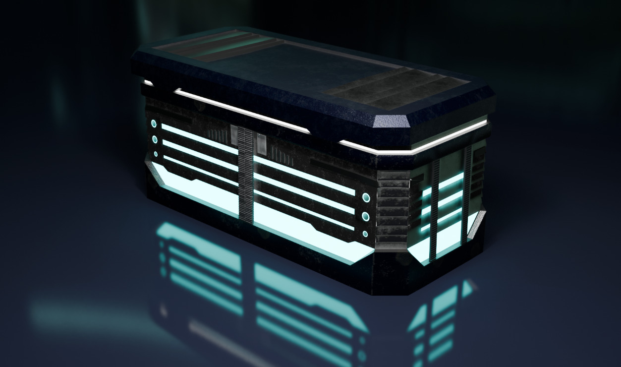 Cyberpunk Tron Crate Low-poly 3D model_2