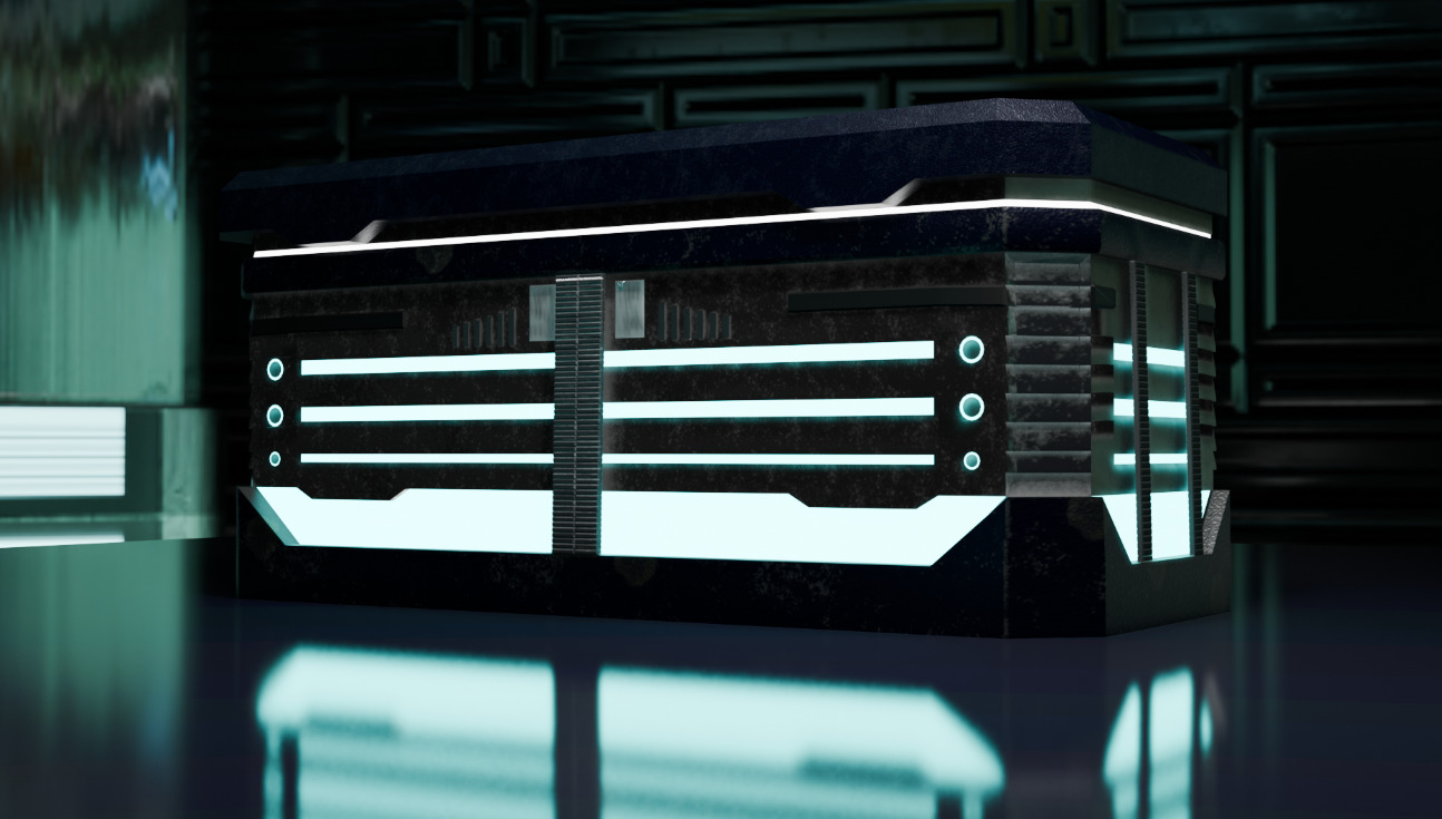 Cyberpunk Tron Crate Low-poly 3D model_1