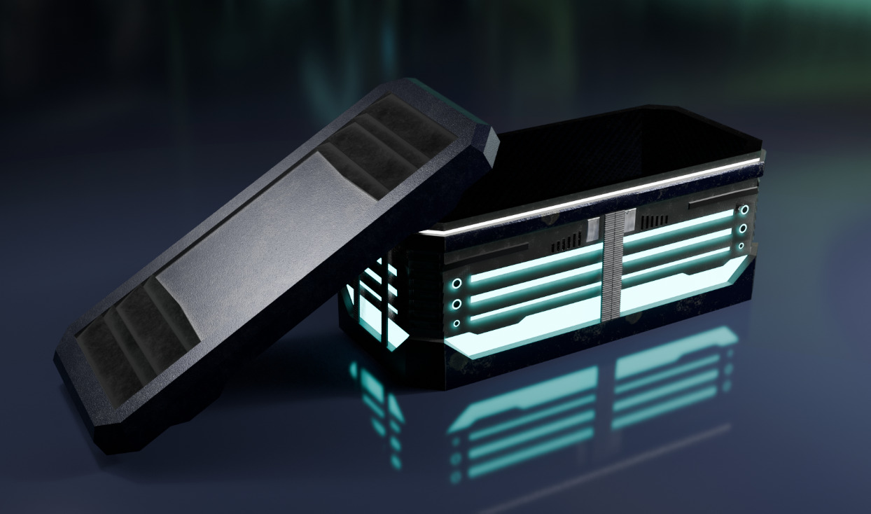 Cyberpunk Tron Crate Low-poly 3D model_5