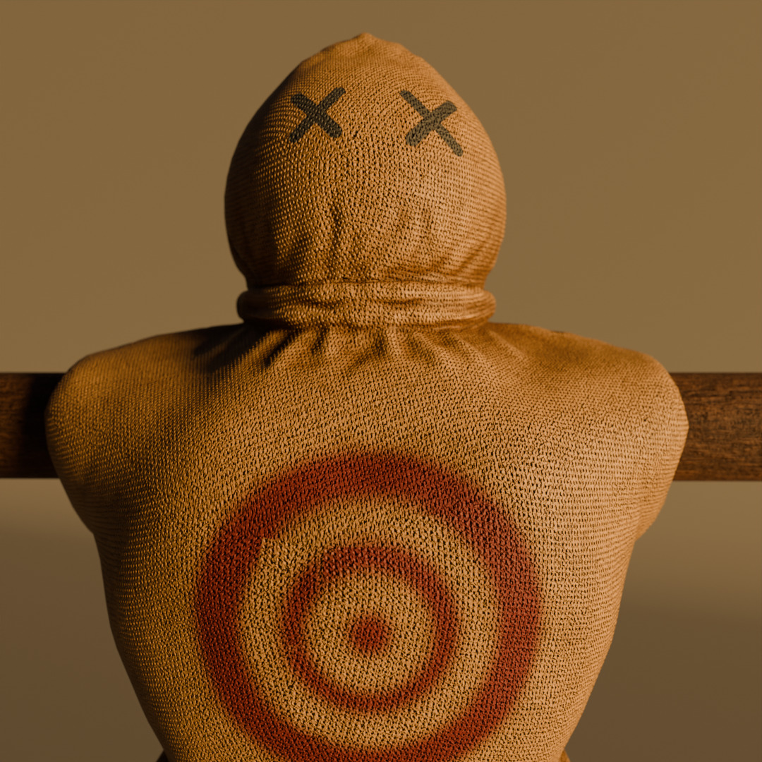 Realistic Wooden Training Dummy Stylized Scarecrow Target Model Low-poly 3D model_6