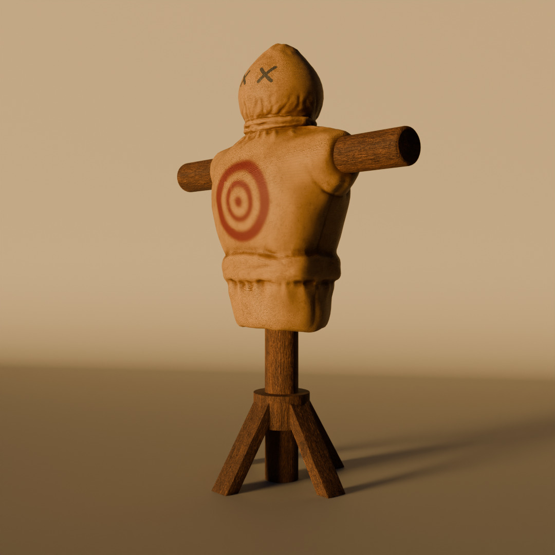 Realistic Wooden Training Dummy Stylized Scarecrow Target Model Low-poly 3D model_2