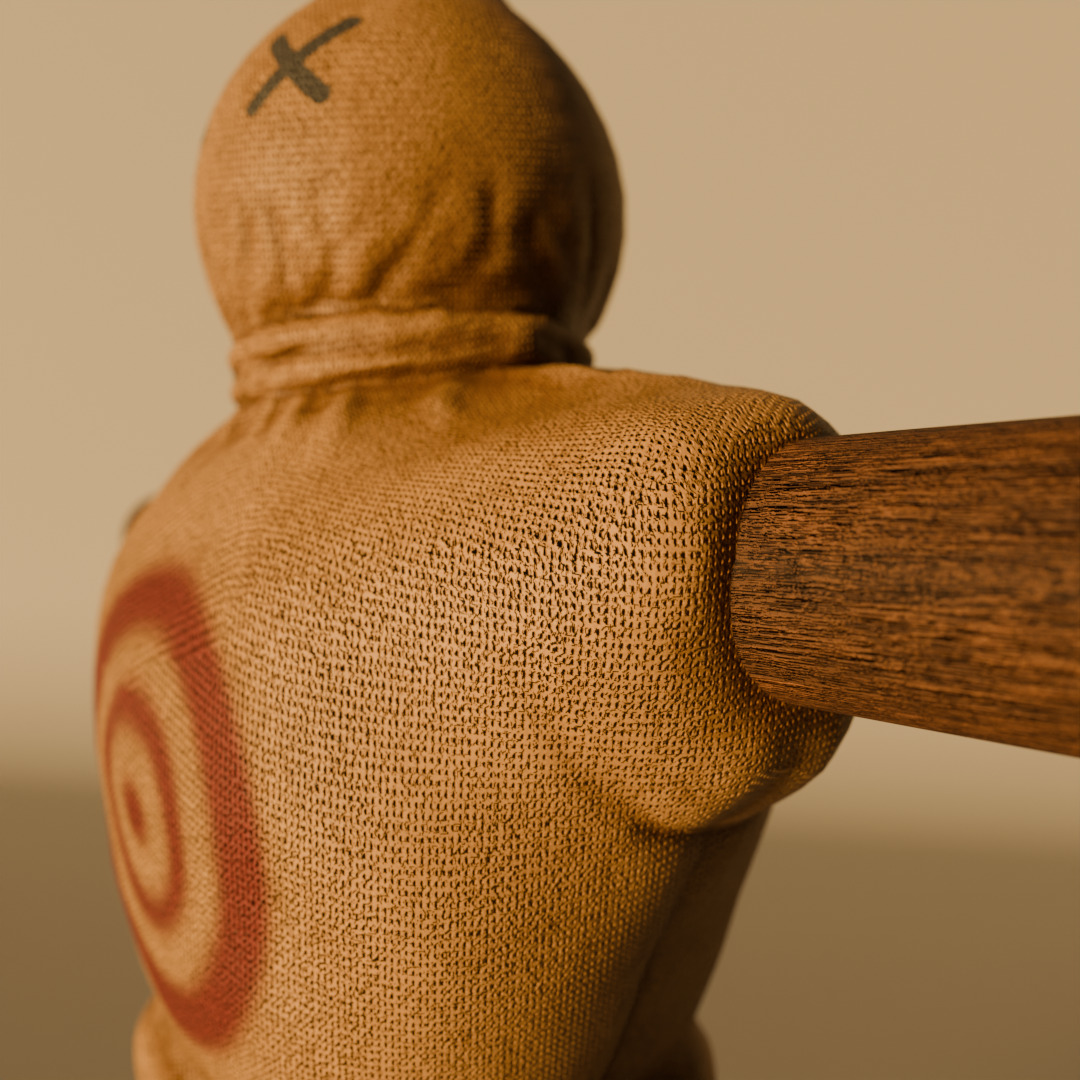 Realistic Wooden Training Dummy Stylized Scarecrow Target Model Low-poly 3D model_4