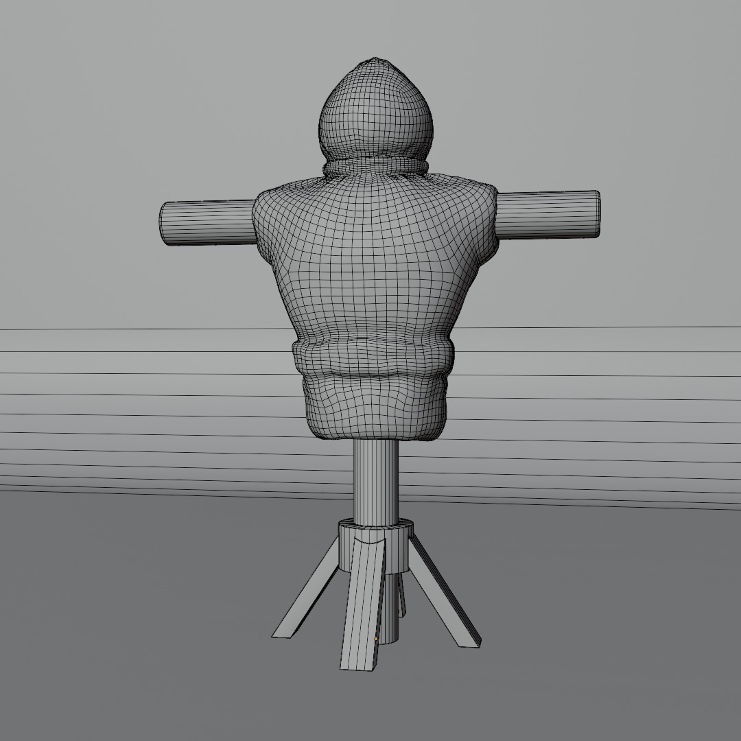 Realistic Wooden Training Dummy Stylized Scarecrow Target Model Low-poly 3D model_1