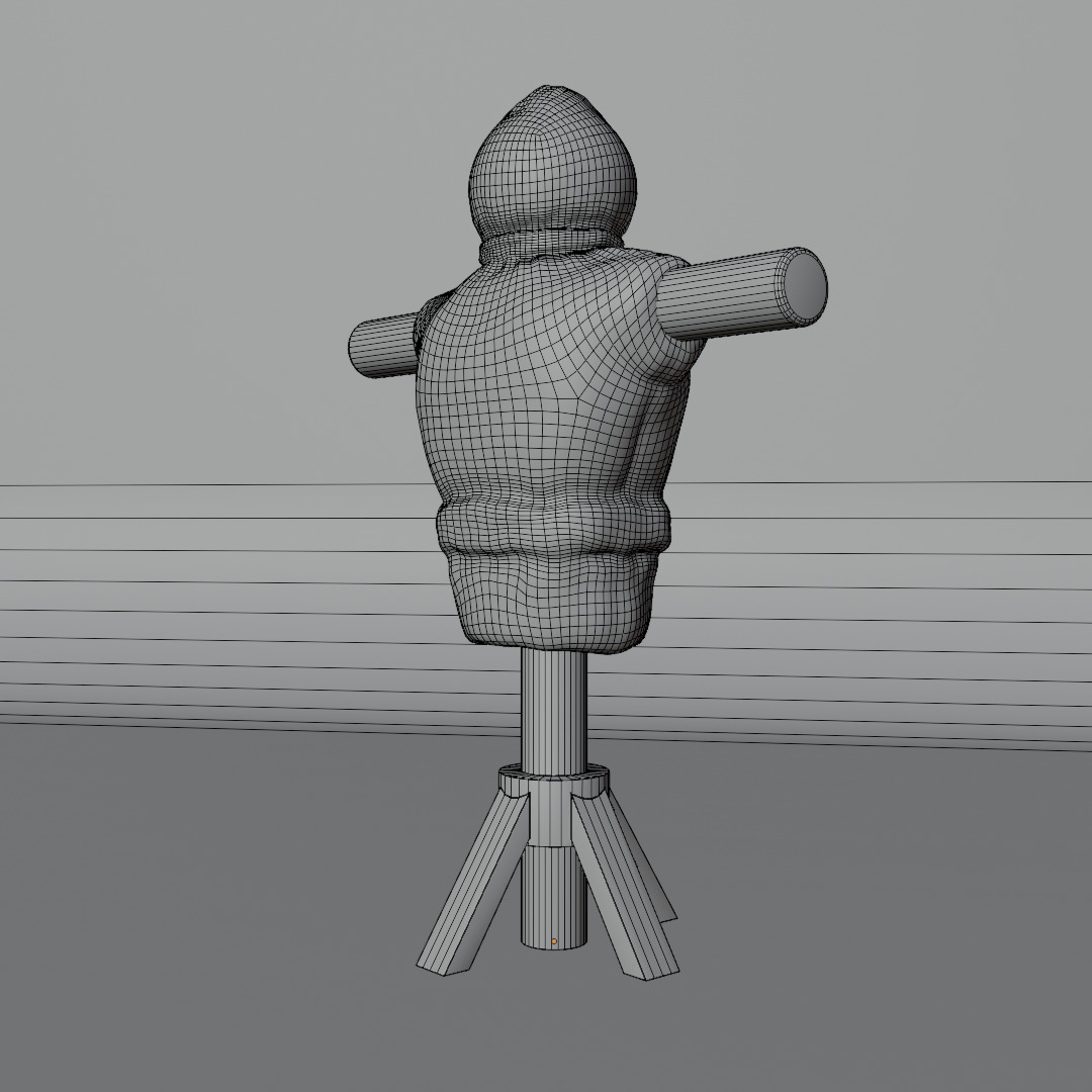 Realistic Wooden Training Dummy Stylized Scarecrow Target Model Low-poly 3D model_3