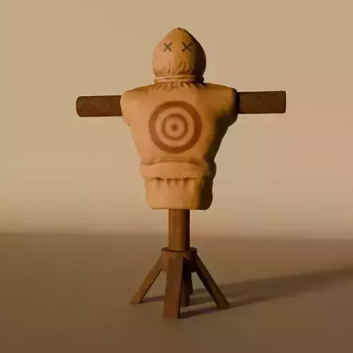 Realistic Wooden Training Dummy  Stylized Scarecrow Target Model Low-poly 3D model