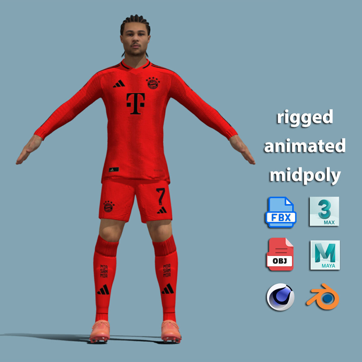 T-Pose Rigged Serge Gnabry Bayern Munich 24-25 3D model_1