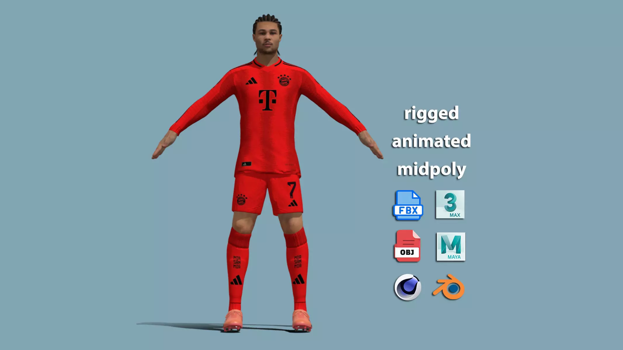 T-Pose Rigged Serge Gnabry Bayern Munich 24-25 3D model_0