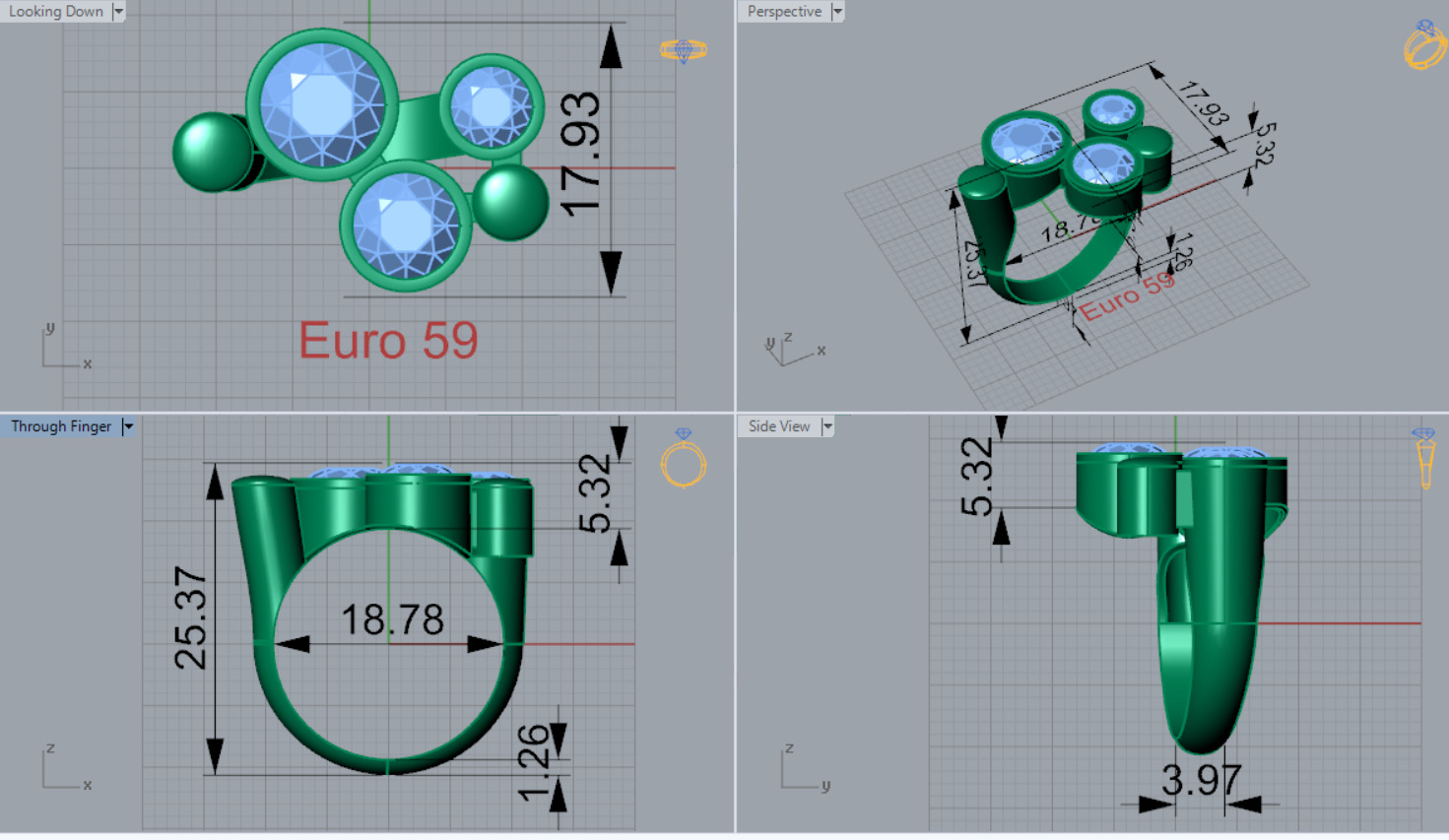 Women gold Ring jr00150 3D print model_7