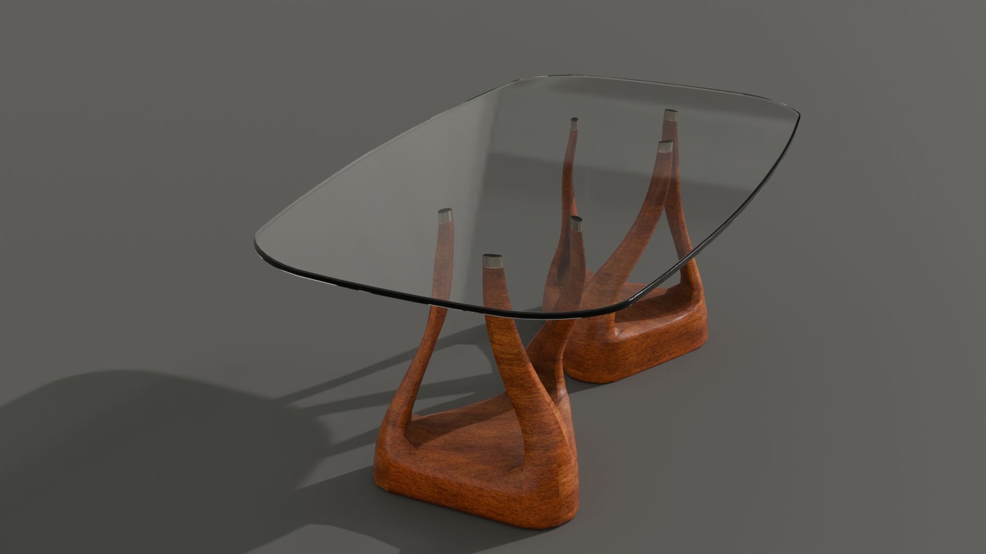 Modern Dining Set with Glass Table and 6 Chairs for Archviz Low-poly 3D model_5