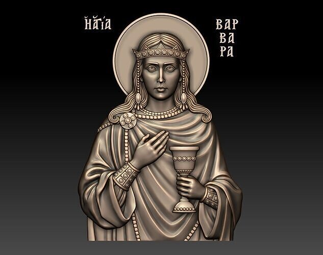 Saint Barbara 3D STL Relief Icon for CNC and 3D Printing 3D print model